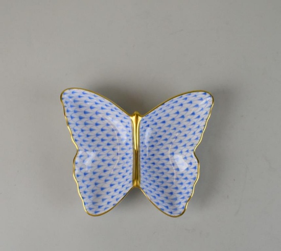Herend Sapphire Butterfly Fishnet Trinket Dish (No 7548), Hungary