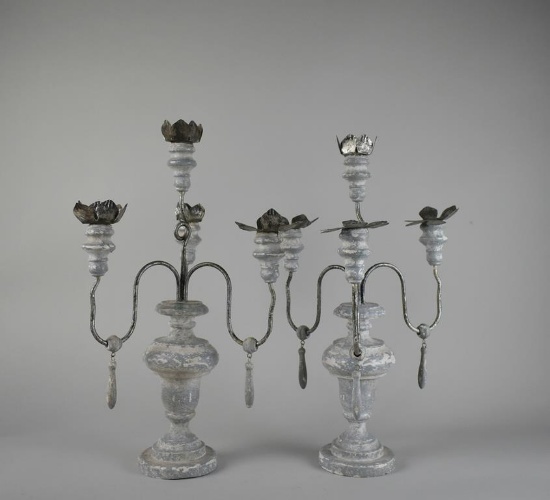 Pair of Contemporary Three Arm Candelabras