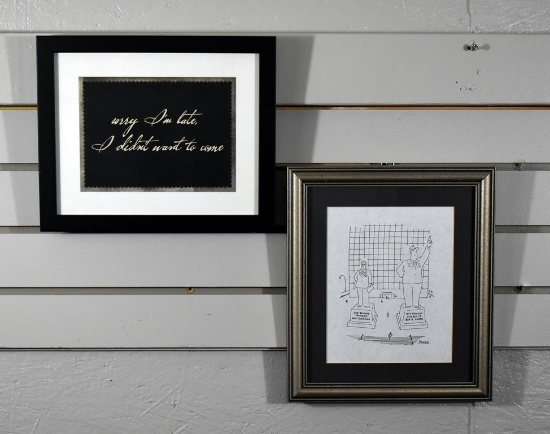 Two Framed Humorous Plaques, Business Themed