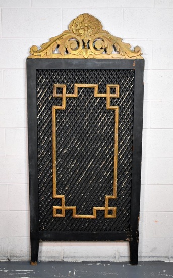 Antique Black and Gilt Wood Grillwork Screen