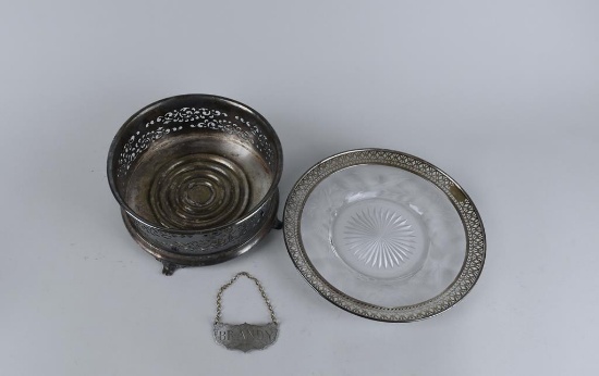 Lot of Three Service Ware Pieces: British Sterling Silver, Stieff Pewter & Derby Silver Plate