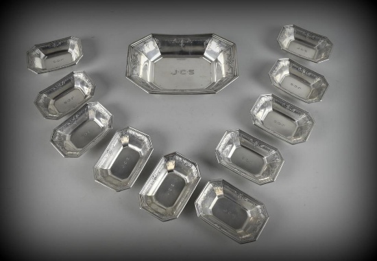 Antique Set of Gorham Durgin Master & Ten Individual Candy / Nut  Dishes