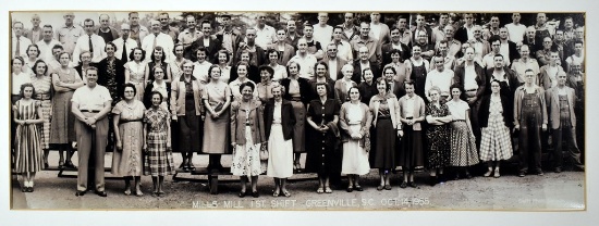 Framed Vintage Photo Mills Mill 1st Shift, Greenville, SC Oct 14,1955