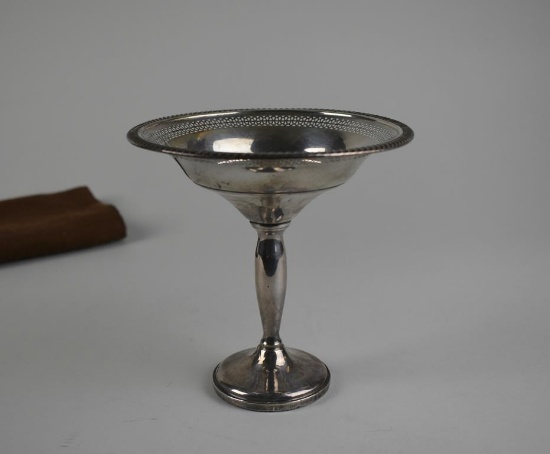 Fisher Weighted Sterling Silver Compote #932, New Jersey, with Silver Storage Cloth