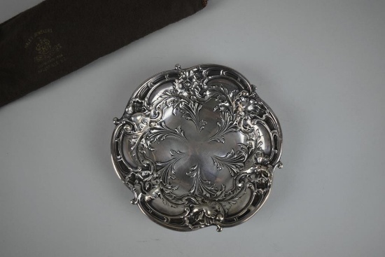 Reed & Barton Sterling Silver Round Dish X276, Massachusetts, with Silver Storage Cloth
