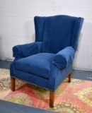 Fine Taylor King Royal Blue Wing Chair, Brass Nailhead Trim