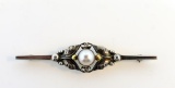 Mid-Century Modern Georg Jensen 14K Gold Sterling Silver and Pearl Cabochon Brooch