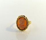 Antique 14K Gold and Carved Shell Cameo Ring, Size 8.5