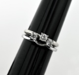 14K White Gold and 0.5 Carat Round Cut Diamond Wedding Ring Set, Size 7.5 with Gift Box