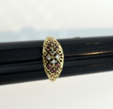 14K Gold, Diamond and Ruby Ring, Size 7.25