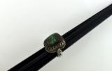 Pawn Silver and Turquoise Heavy Cabochon Ring, Size 8.5