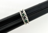 14K White Gold , Emerald and Amethyst Ring, Size 8.5