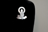 Taxco Sterling Silver Mid-Century Christmas Holly and Candle Brooch