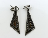 Peruvian 22K Gold and Sterling Silver Mid-Century Modern Clip Earrings