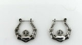Pair of 925 Sterling Silver Claddagh Earrings, Ireland