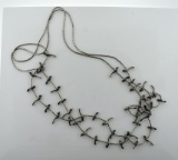 Vintage Sterling Silver Native American Double Stranded 26” Fetish Necklace