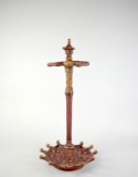 Figural Oriental Man Cold Painted Iron Umbrella Stand