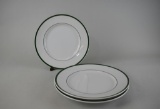 Three Williams-Sonoma “Brasserie” Dinner Plates, White with Green Rims