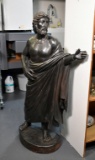 Antique Carved Wooden Philosopher Statue