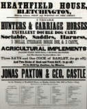 Framed Antique 19th C. Farm Auction Poster, Heathfield House, Bletchington, England