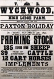Framed Antique 19th C. Farm Auction Poster, High Lodge Farm, Wychwood, Oxfordshire, England