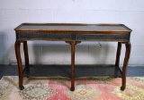 Fine Theodore Alexander Walnut and Antiqued Brass Two-Drawer Server