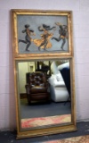 Antique Neoclassical Tableau Pier Mirror with Pan Musical Motif