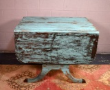 Blue Chalk Painted Antique Drop Leaf Dining Table