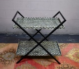 Contemporary Mother of Pearl Inlay and Black Lacquer Double Tray Table