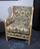Contemporary Green Tapestry Print Club Chair