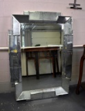 John-Richard Fine Furniture Brutalist Inspired Wall Mirror, Beveled Glass