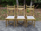 Three Early 20th Century French Belle Époque Salon/ Dining Chairs in Giltwood