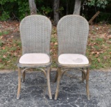 Pair of Contemporary Bentwood Rattan Dining Chairs
