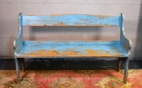 Arlo Solid Wood Bench, Distressed Blue Chalk Paint