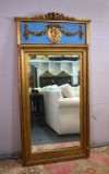 Antique Neoclassical Tableau Pier Mirror with Putti & Garland Motif
