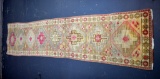 Vintage Turkish Oushak Handknotted Wool 2' 4” x 11' 1” Runner, Sage & Rose