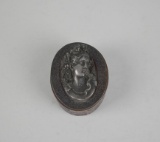 Antique French Art Nouveau Cameo Pressed Horn Snuff Box, Paris, Signed