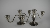 Pair of Mueck Carey Co. Weighted Sterling Silver Three-Light or One-Light Candlesticks, New York