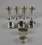 Lot of 4 Sterling Silver Cordials, 3 Salt Dishes & 2 Napkin Rings