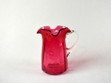 Fenton Cranberry / Clear 6.5” Glass Pitcher