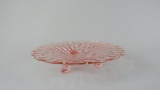 Pink Elegant Glass Three Legged Cake / Dessert Dish