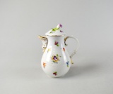 Early Dresden / Meissen Floral 8” China Teapot Marked with 'Crossed Swords & S', Germany