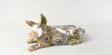 Ming Dynasty Chinese Famille Rose Medallion Ornamental Pig Figurine