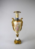French Rococo Sevres Inspired Porcelain Ormolu Mounted Vase