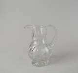 Cut Crystal Glass Pineapple / Flowers 8.5” Pitcher with Applied Handle