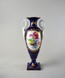 Nippon Hand Painted 15” Porcelain Urn with Swan Handles