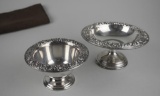 Two S Kirk & Son Sterling Silver Compotes, Maryland, with Silver Storage Cloth