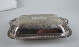 Crown Silver Plate Rectangular Two-Handled Serving Tray with Lid