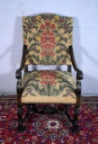French Baroque Carved Oak Arm Chair, 17th Century, Tapestry Upholstery