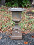 Antique Cast Iron Garden Urn with Stand